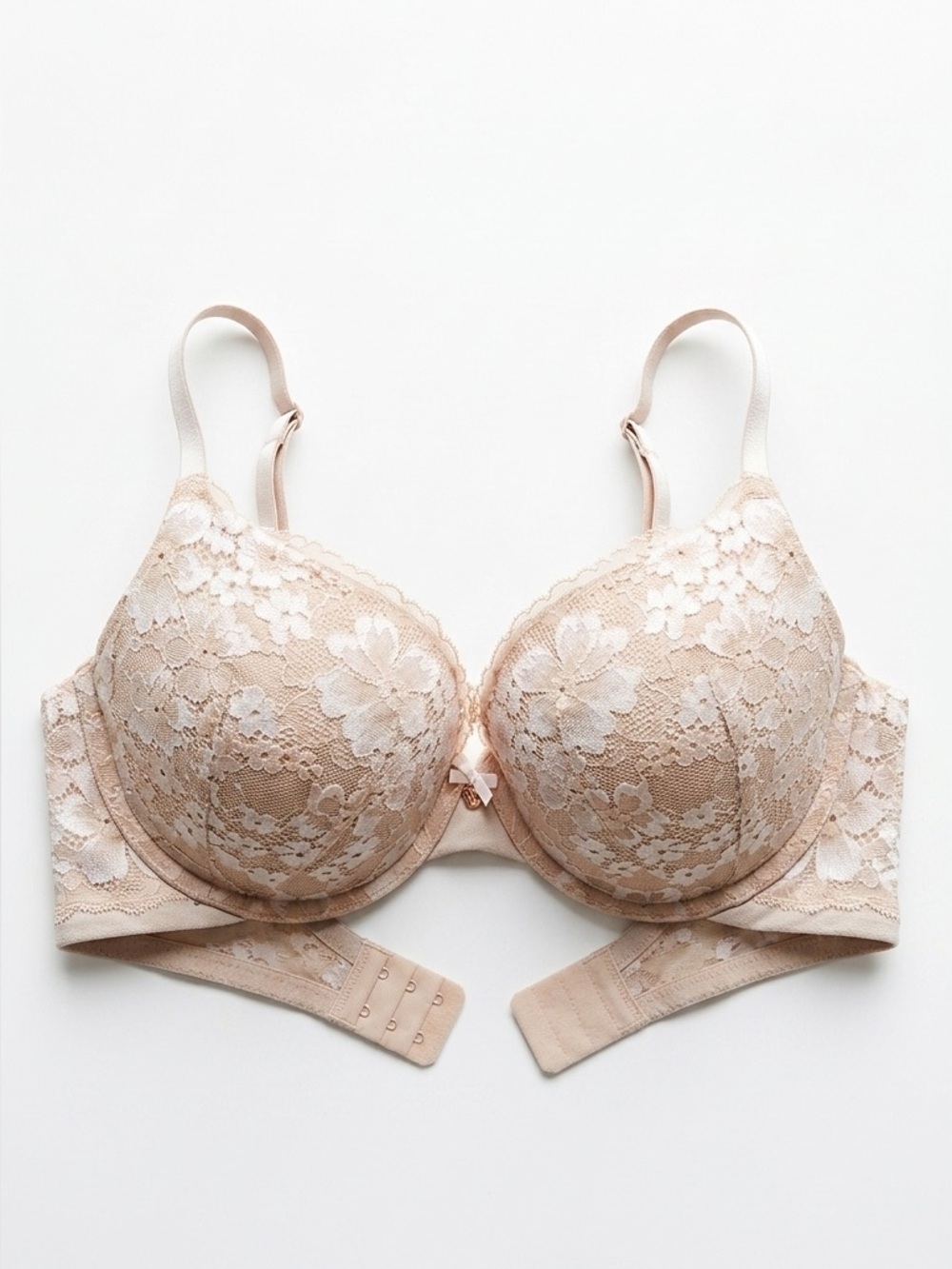 Victoria's Secret Body By Victoria Perfect Shape Lace Bra 34DD Nude Floral
